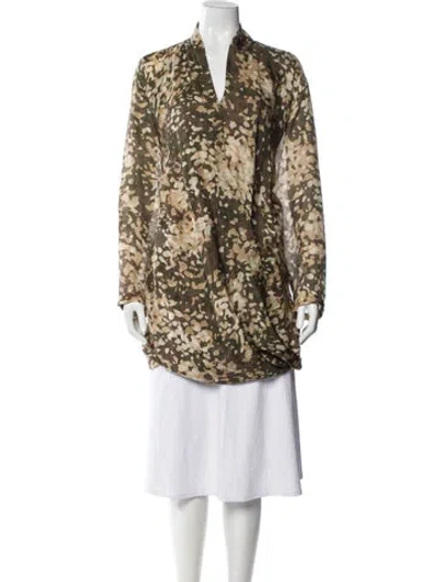 Pre-owned Stella Mccartney Silk Printed Evening Jacket In Green