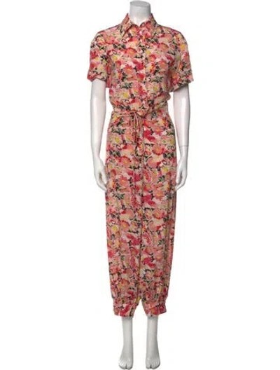 Pre-owned Stella Mccartney Silk Printed Jumpsuit In Pink