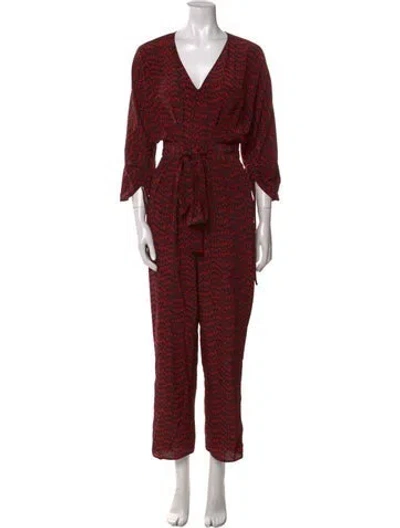 Pre-owned Stella Mccartney Silk Printed Jumpsuit In Red