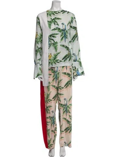 Pre-owned Stella Mccartney Silk Printed Pant Set In Neutral