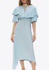 Stella Mccartney Womens Water Lily Draped Layered Silk Midi Dress