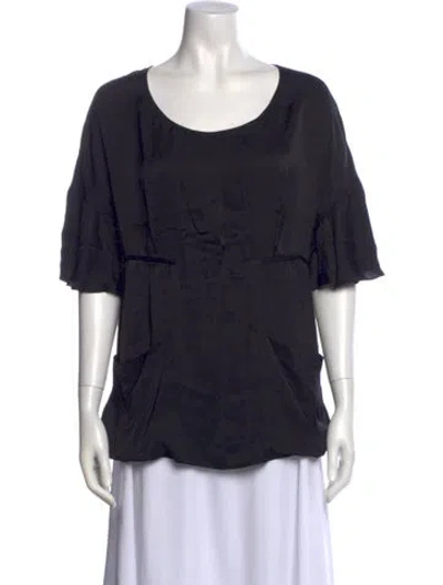 Pre-owned Stella Mccartney Silk Scoop Neck T-shirt In Black