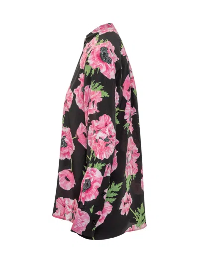 Stella Mccartney Silk Shirt With Stampaint In Pink/black