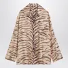 Stella Mccartney Womens Natural Animal-print Long-sleeved Silk Shirt