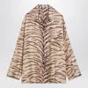 Stella Mccartney Womens Natural Animal-print Long-sleeved Silk Shirt In Tan