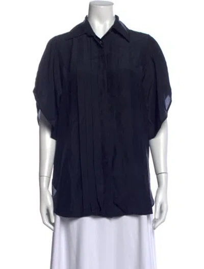 Pre-owned Stella Mccartney Silk Short Sleeve Blouse In Blue