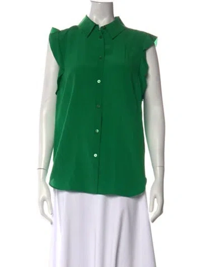 Pre-owned Stella Mccartney Silk Sleeveless Button-up Top In Green