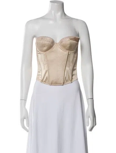 Pre-owned Stella Mccartney Silk Square Neckline Top In White