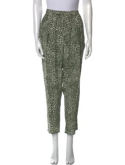 Pre-owned Stella Mccartney Silk Straight Leg Pants In Green