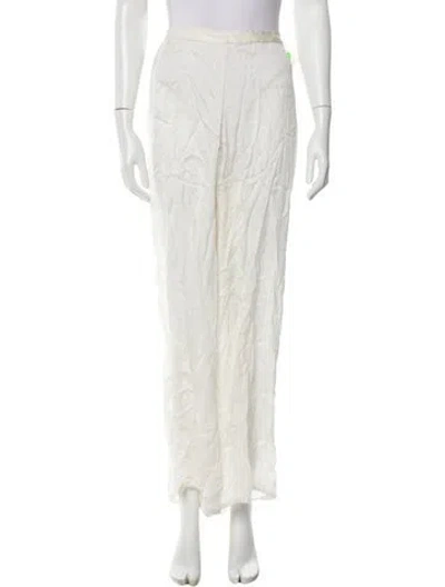 Pre-owned Stella Mccartney Silk Straight Leg Pants In White