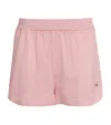 Stella Mccartney Silk Stripe Monogram Shorts In Pink