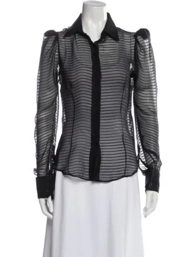 Pre-owned Stella Mccartney Silk Striped Blouse In Black