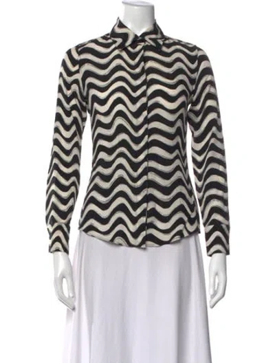 Pre-owned Stella Mccartney Silk Striped Blouse In Black/white