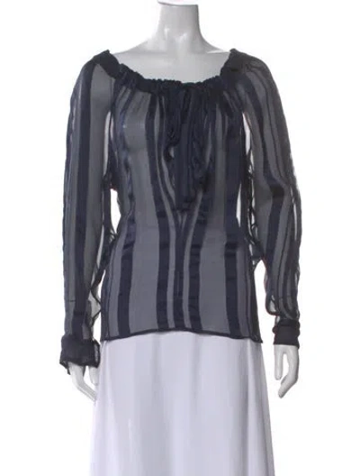Pre-owned Stella Mccartney Silk Striped Blouse In Blue