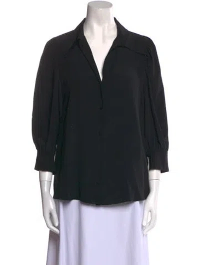 Pre-owned Stella Mccartney Silk Three-quarter Sleeve Blouse In Black