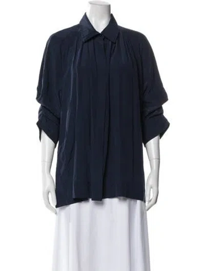 Pre-owned Stella Mccartney Silk Three-quarter Sleeve Blouse In Blue