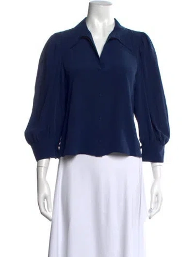 Pre-owned Stella Mccartney Silk Three-quarter Sleeve Blouse In Blue