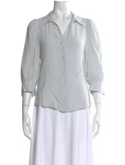 Pre-owned Stella Mccartney Silk Three-quarter Sleeve Blouse In White