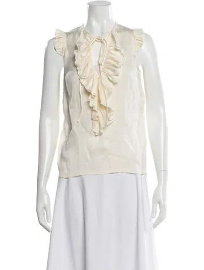 Pre-owned Stella Mccartney Silk Tie Neck Blouse In Neutral