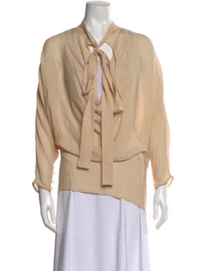 Pre-owned Stella Mccartney Silk Tie Neck Blouse In Neutral