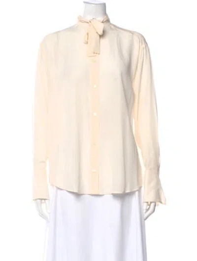 Pre-owned Stella Mccartney Silk Tie Neck Blouse In Neutral