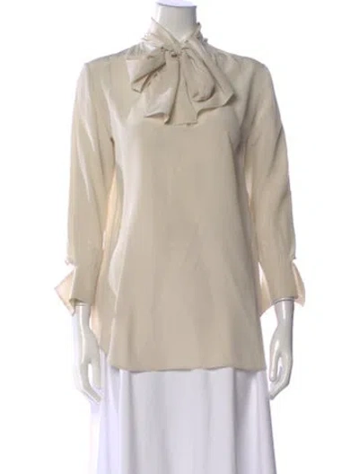 Pre-owned Stella Mccartney Silk Tie Neck Blouse In Neutral