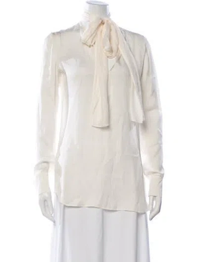 Pre-owned Stella Mccartney Silk Tie Neck Blouse In Neutral