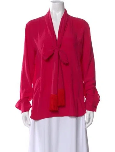 Pre-owned Stella Mccartney Silk Tie Neck Blouse In Pink