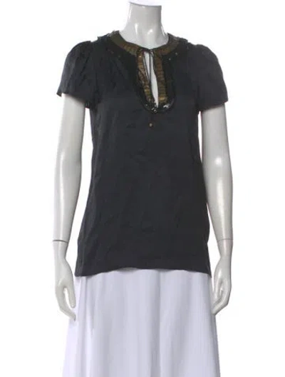 Pre-owned Stella Mccartney Silk Tie Neck Top In Black