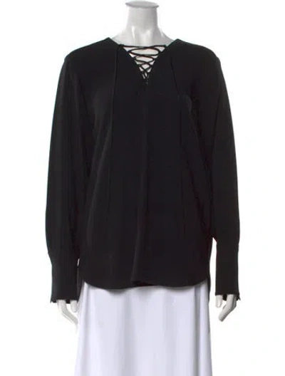 Pre-owned Stella Mccartney Silk Tie Neck Top In Black
