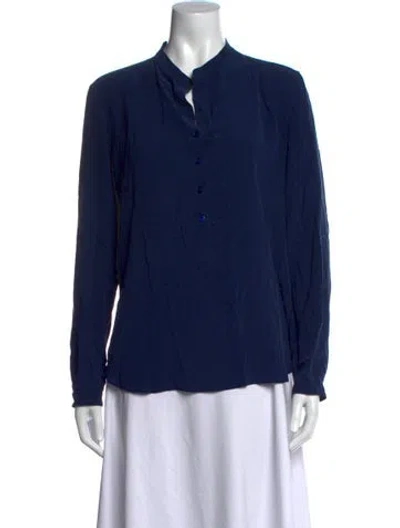 Pre-owned Stella Mccartney Silk V-neck Blouse In Blue