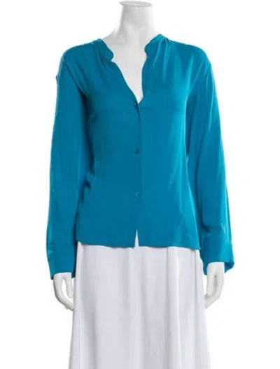 Pre-owned Stella Mccartney Silk V-neck Blouse In Blue