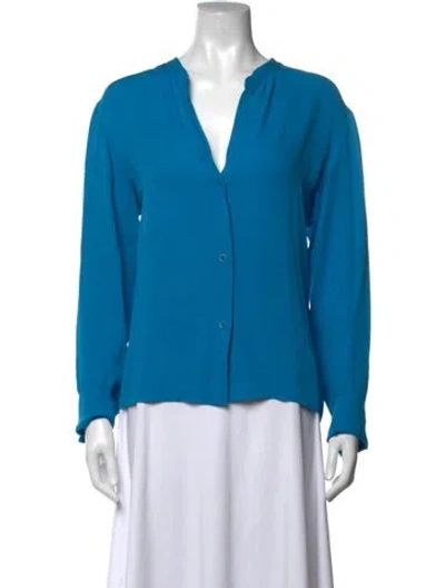Pre-owned Stella Mccartney Silk V-neck Blouse In Blue