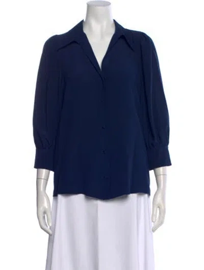 Pre-owned Stella Mccartney Silk V-neck Blouse In Blue