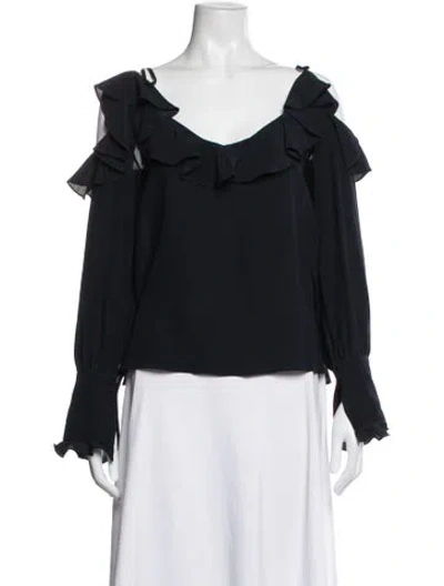Pre-owned Stella Mccartney Silk V-neck Blouse W/ Tags In Black
