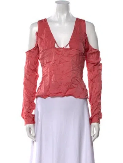 Pre-owned Stella Mccartney Silk V-neck Crop Top In Pink