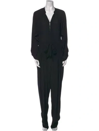 Pre-owned Stella Mccartney Silk V-neck Jumpsuit In Black