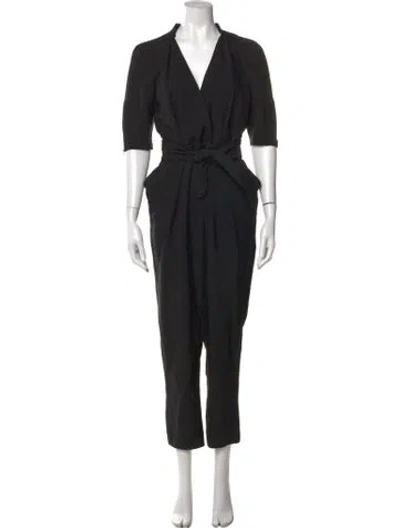 Pre-owned Stella Mccartney Silk V-neck Jumpsuit In Black