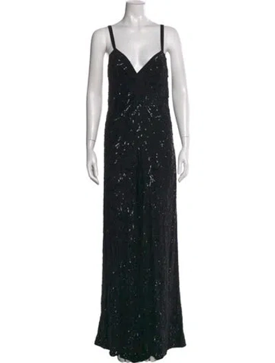 Pre-owned Stella Mccartney Silk V-neck Jumpsuit In Black