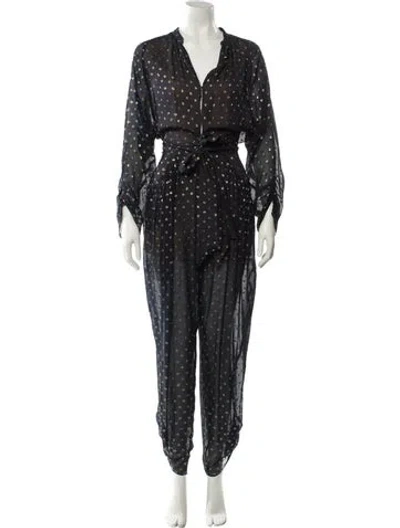 Pre-owned Stella Mccartney Silk V-neck Jumpsuit In Blue