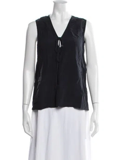 Pre-owned Stella Mccartney Silk V-neck Top In Blue