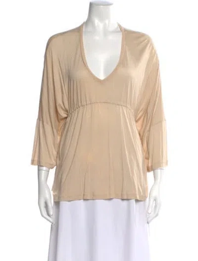Pre-owned Stella Mccartney Silk V-neck Top In Neutral