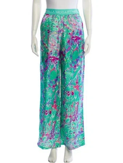 Pre-owned Stella Mccartney Silk Wide Leg Pants In Green