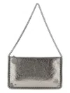 Stella Mccartney Falabella Pochette Accessoire Metallic Crackl Shoulder Bags Silver