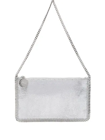 STELLA MCCARTNEY WOMEN SILVER FALABELLA CLUTCH, ONESIZE LUXURY CLUTCHES FOR WOMEN DARVEYS