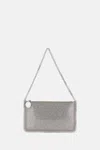 Stella Mccartney Silver Falabella Crystal Shoulder Bag In Silver