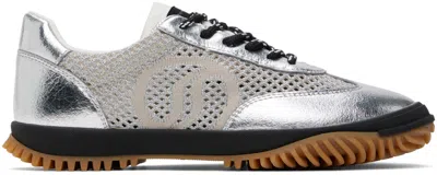 Stella Mccartney Silver S-wave Sport Mesh Panelled Trainers In Silver Grey