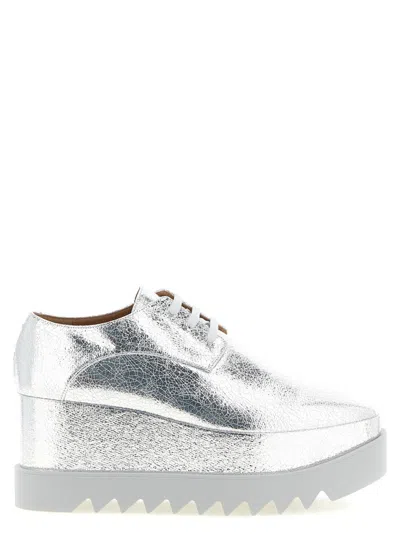 Stella Mccartney Silver Textured Elyse Sneakers In White