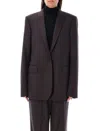 Stella Mccartney Gold Button Single Breast Blazer In Brown