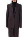 Stella Mccartney Gold Button Single Breast Blazer In Dark Chocolate